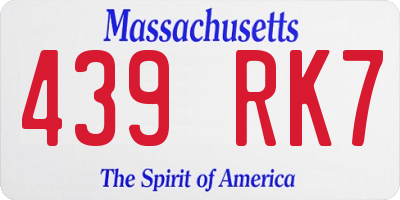 MA license plate 439RK7