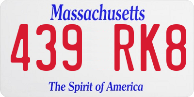 MA license plate 439RK8