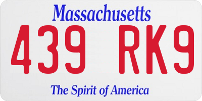 MA license plate 439RK9