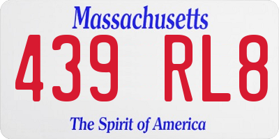 MA license plate 439RL8