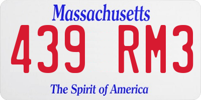MA license plate 439RM3