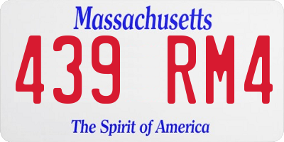MA license plate 439RM4