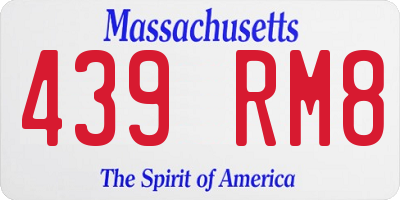MA license plate 439RM8