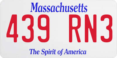 MA license plate 439RN3