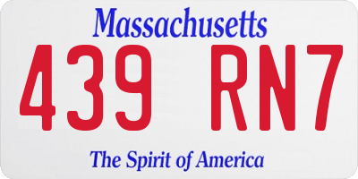 MA license plate 439RN7