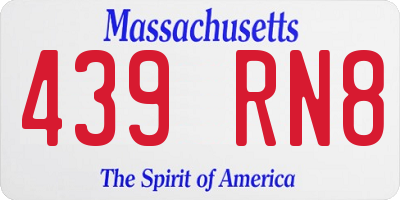 MA license plate 439RN8