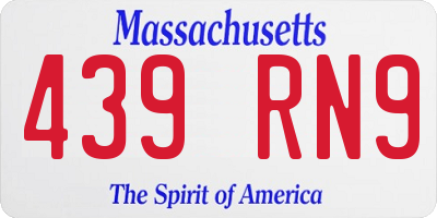 MA license plate 439RN9