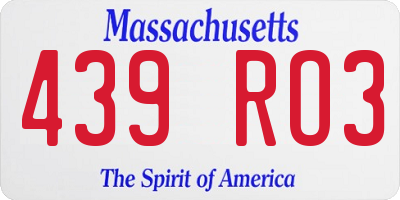 MA license plate 439RO3