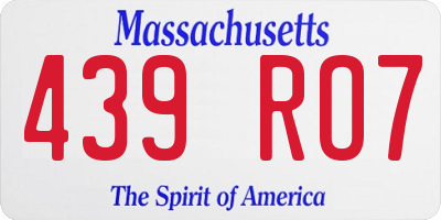 MA license plate 439RO7
