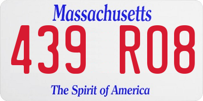 MA license plate 439RO8