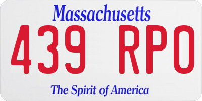 MA license plate 439RP0