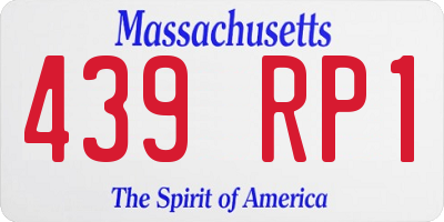 MA license plate 439RP1