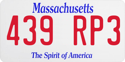 MA license plate 439RP3