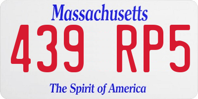 MA license plate 439RP5