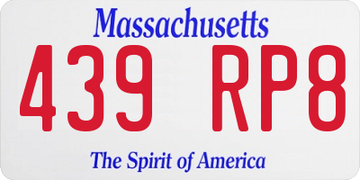 MA license plate 439RP8