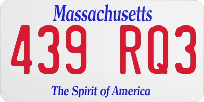 MA license plate 439RQ3