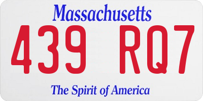 MA license plate 439RQ7