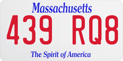 MA license plate 439RQ8