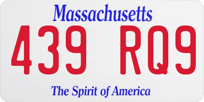 MA license plate 439RQ9