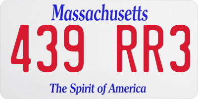 MA license plate 439RR3