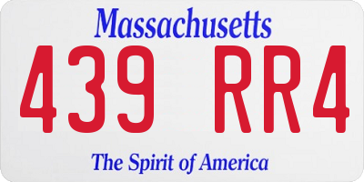 MA license plate 439RR4