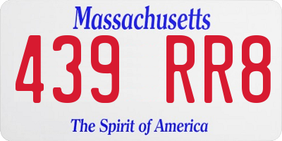 MA license plate 439RR8