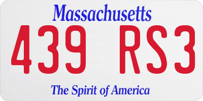 MA license plate 439RS3