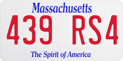 MA license plate 439RS4