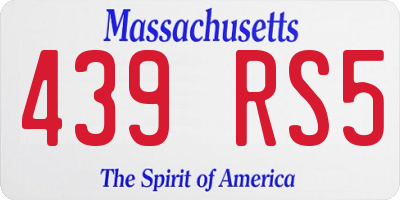 MA license plate 439RS5