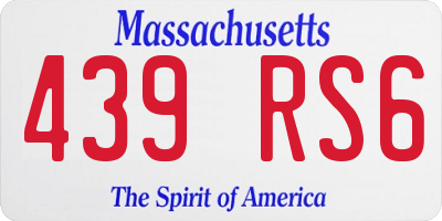 MA license plate 439RS6