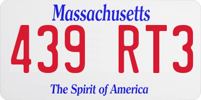 MA license plate 439RT3