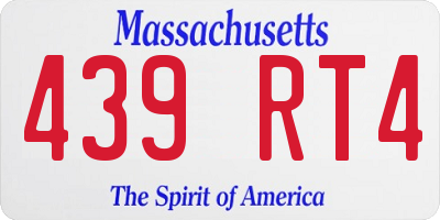 MA license plate 439RT4