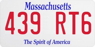 MA license plate 439RT6