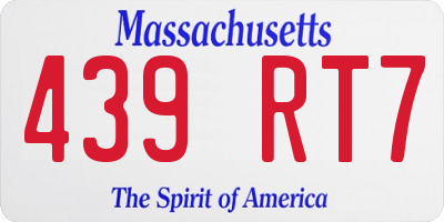 MA license plate 439RT7