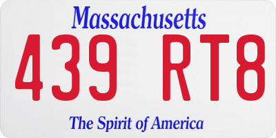 MA license plate 439RT8