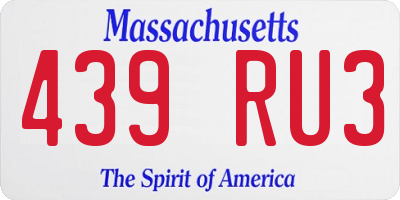 MA license plate 439RU3