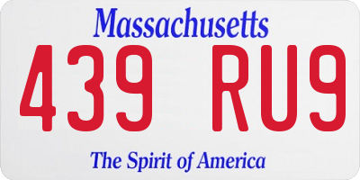 MA license plate 439RU9