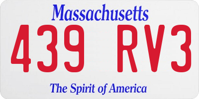 MA license plate 439RV3