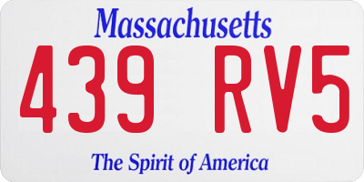 MA license plate 439RV5