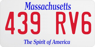 MA license plate 439RV6