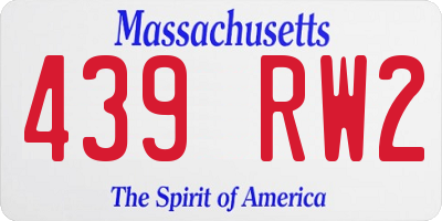MA license plate 439RW2