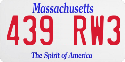 MA license plate 439RW3