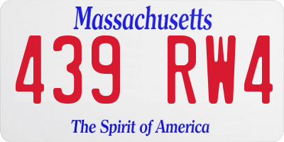 MA license plate 439RW4
