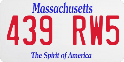 MA license plate 439RW5