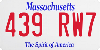 MA license plate 439RW7