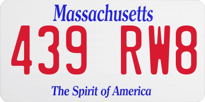 MA license plate 439RW8