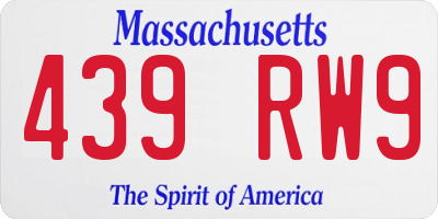 MA license plate 439RW9