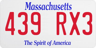 MA license plate 439RX3