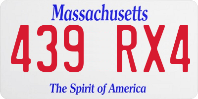 MA license plate 439RX4