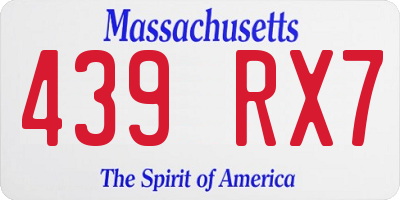 MA license plate 439RX7
